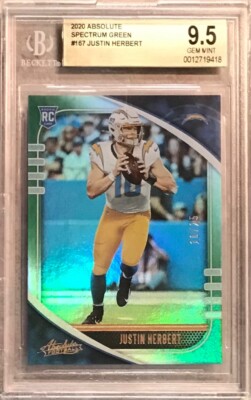 2020 Absolute Justin Herbert #10/25 JERSEY #D Green Spectrum (RC) #167 💎BGS 9.5