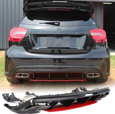 For Benz W176 A200 A250 A45  2016-2018 Rear Diffuser Lip + Exhaust Tail Tips