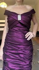 Purple Off-Shoulder Cocktail Dress Ruched Bodycon Evening Party UK 8 /10