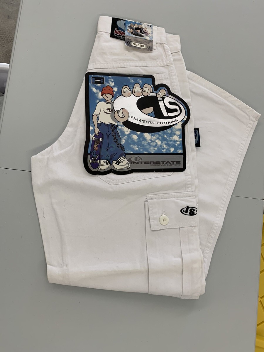Vintage 90s Interstate Jeans Rave Skater Baggy Ice White