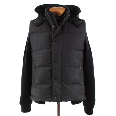 Moorer NWT Wool Hooded Down Jacket / Vest Size 50 (40 US) In Gray & Black