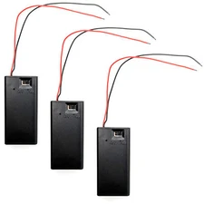 3 Pack 9V Battery Holder with ON/Off Switch and Cover, Red & Black Wire Leads
