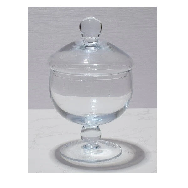Handmade Footed Glass Jar Cookie Sweet Bonbon With Lid 21 cm