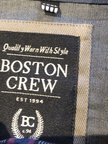 Mens Checked Blue Boston Crew Short Sleeved Shirt 4xl Xxxxl Em1 - Picture 2 of 3