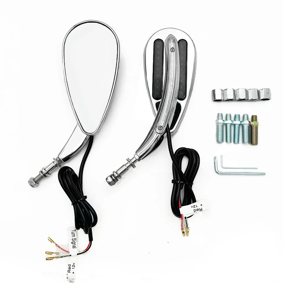 Espejos retrovisores LED para motocicleta con señal de giro para Yamaha Suzuki Kawasaki Honda Harley Foto 4 de 4