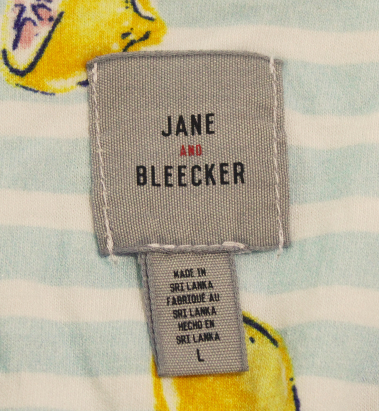 Jane & Bleecker Women's Stripes & Lemon Knit Pajama Top CF6 Novel Blue Large