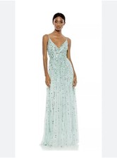 MAC DUGGAL 10928 Sequined Sleeveless Wrap Over A-Line Gown Mint 10 NEW