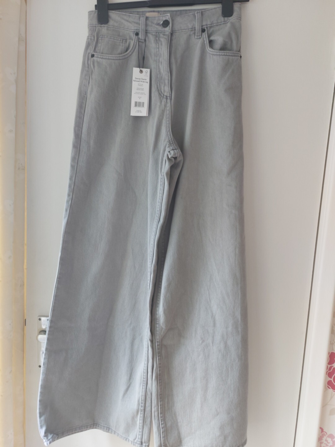 FRENCH CONNECTION DENVER DENIM RELAXED WIDE LEG COLOUR ARCTIC GREY SIZE 8 BNWT image 5