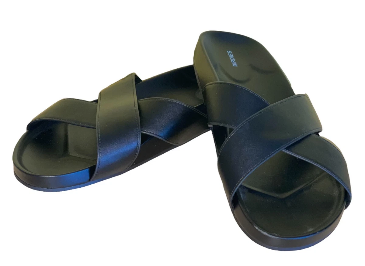 Women s Birdies The Robin Slides Sandals Cross Strap Black Size 10