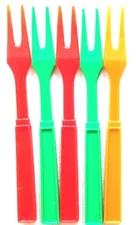 Handy 5pc 2.5" Colorful Plastic Appetizer Forks Picks 
