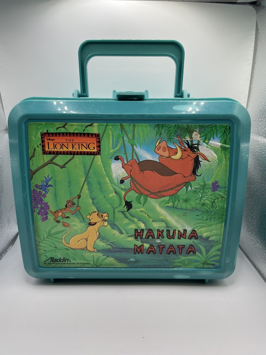 Lion King Disney Plastic Lunch Box Hakuna Matata Teal 90's Timon