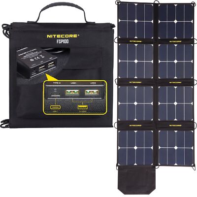 Nitecore FSP100 faltbares Solarmodul - Mobil tragbar 100W Solar für Handy Laptop