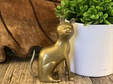 Cat Bastet Egyptian Cat Brass Figurine Mid Century Modern