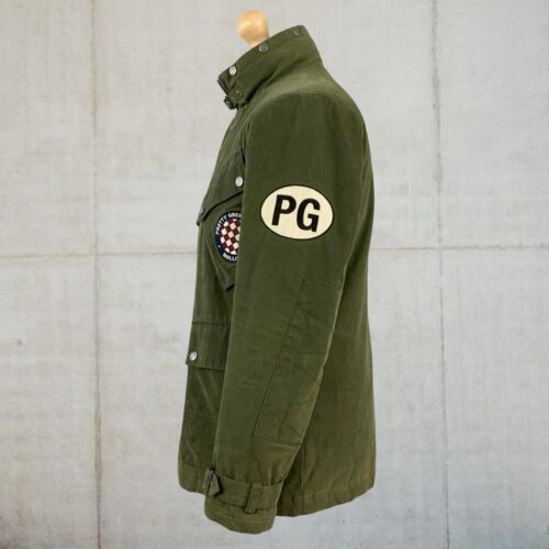 Pretty Green Waxed Cotton Motorcycle Jacket - Coat In Green Size Medium - Imagen 3 de 23