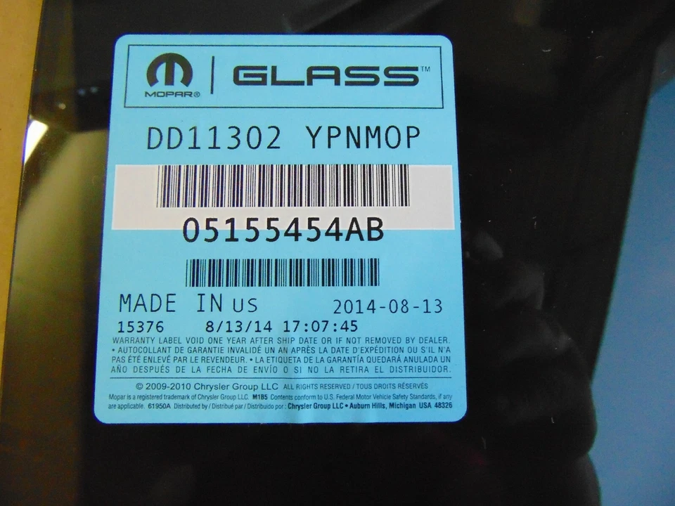 2007-2014 JEEP PATRIOT RIGHT PASSENGER SIDE REAR MOPAR DOOR GLASS DD11302YPN Foto 2 de 2