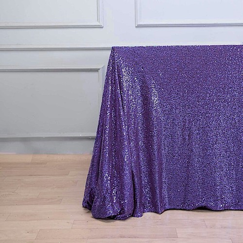 90x156" Purple SEQUIN RECTANGLE TABLECLOTH Wedding Party Catering Linens SALE - Picture 5 of 8