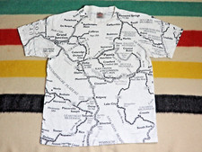 VTG 90s Oneita Colorado State Map Travel Parks AOP White Tee T-Shirt L EUC