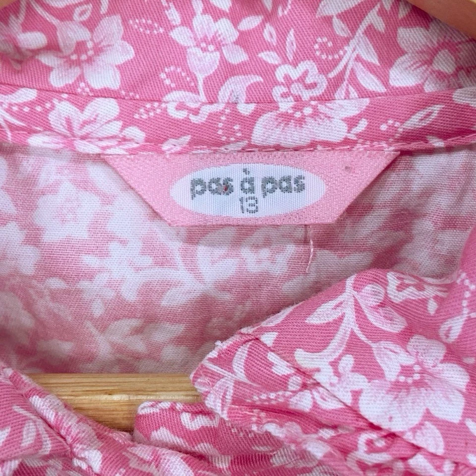 Vestido Floral Rosa - Lazos y Botones Forrados Encaje Volantes Niñas 13 Cottagecore Pascua Foto 2 de 4