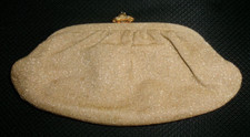 Vintage 1960s Gold Metallic Clutch Bag w/ fancy snap closure OF18