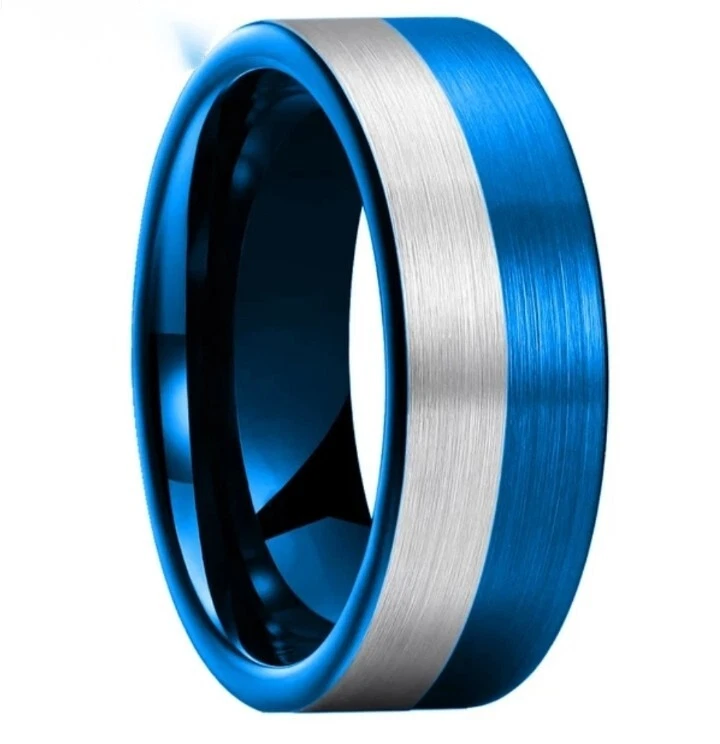 Anillo de carburo de tungsteno azul negro 6/8/10/12 mm banda tubo corte cepillo acabado anillo Foto 4 de 4