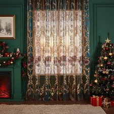 Luxury Embroidered Curtains for Living Room, European Style Curtain Drapes with