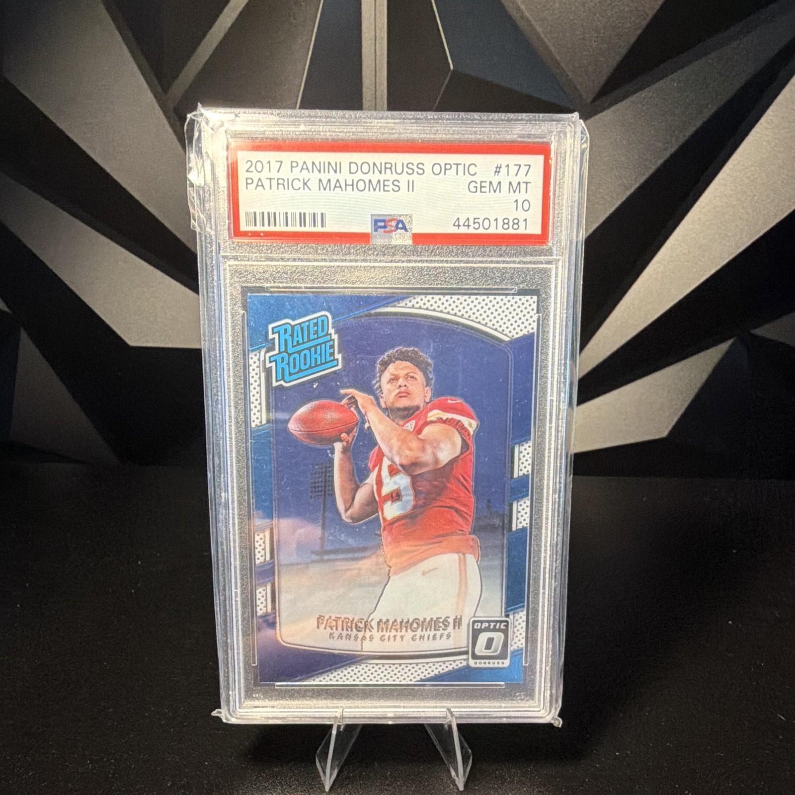 Panini 2017 Donruss Optic Patrick Mahomes II Rated Rookie PSA 10 #177