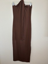 brown bodycon long halter dress forever 21 size L