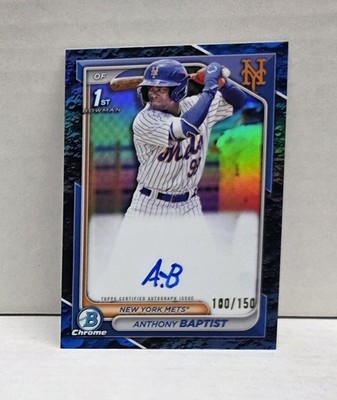 ANTHONY BAPTIST 2024 Bowman Chrome Prospects BLUE LUNAR ~ Mets ROOKIE AUTO /150