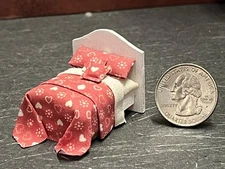 Dollhouse Miniature Bed Red G 1:48 Quarter inch scale 1/4 F240 Dollys Gallery