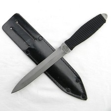 EK KNIVES Richmond VA era 1982-1993 fighting dagger, early leather sheath UNUSED