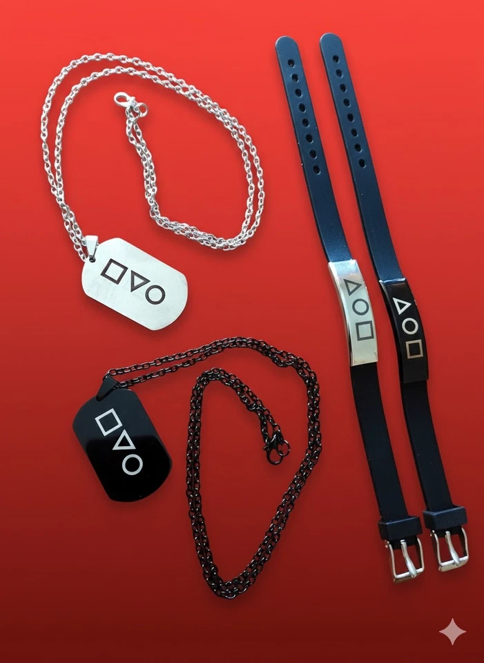 conjunto 2 colgantes y 2 pulseras juego del calamar - Imagen 3 de 3