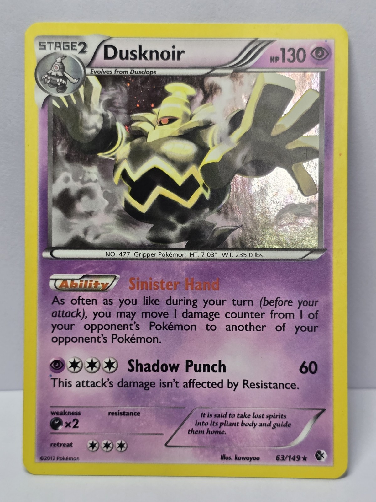 Pokemon TCG Dusknoir 63/149 Boundaries Crossed Holo