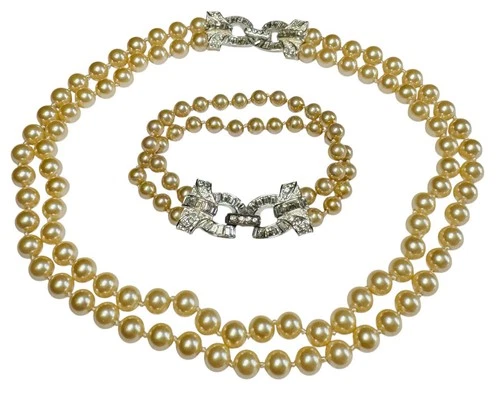 CAROLEE Faux Pearl Choker Necklace & Bracelet Set + Bonus Earrings Vtg Signed