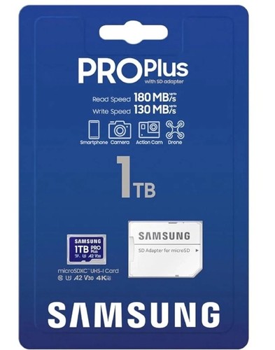 Samsung PRO Plus 1TB MicroSDXC UHS-I U3 A2 V30 Memory Card With Adapter