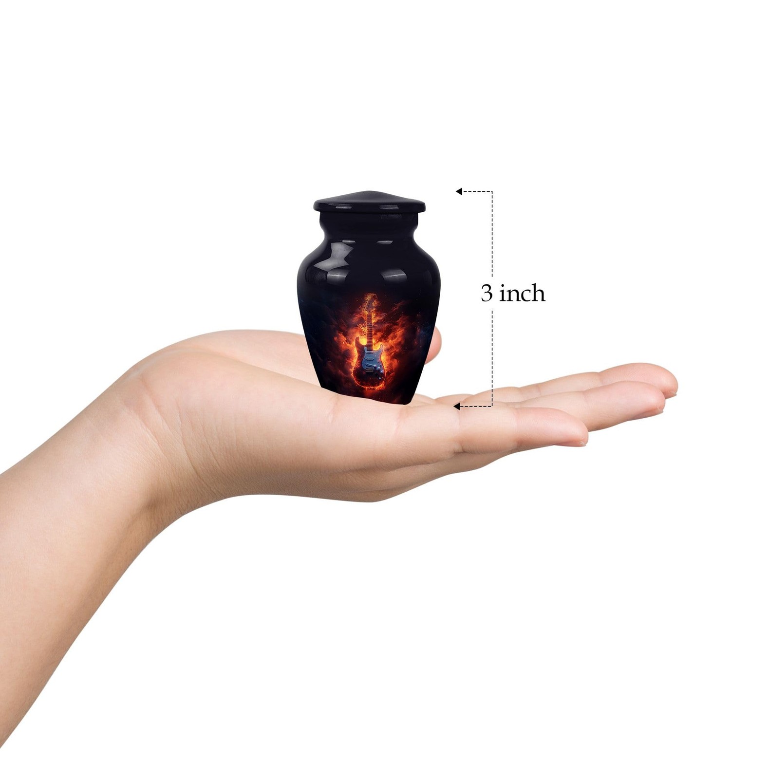 Urn 3Inch Set Of 4 for Ashes Guitar Guitar Themed Memorial Urns Black