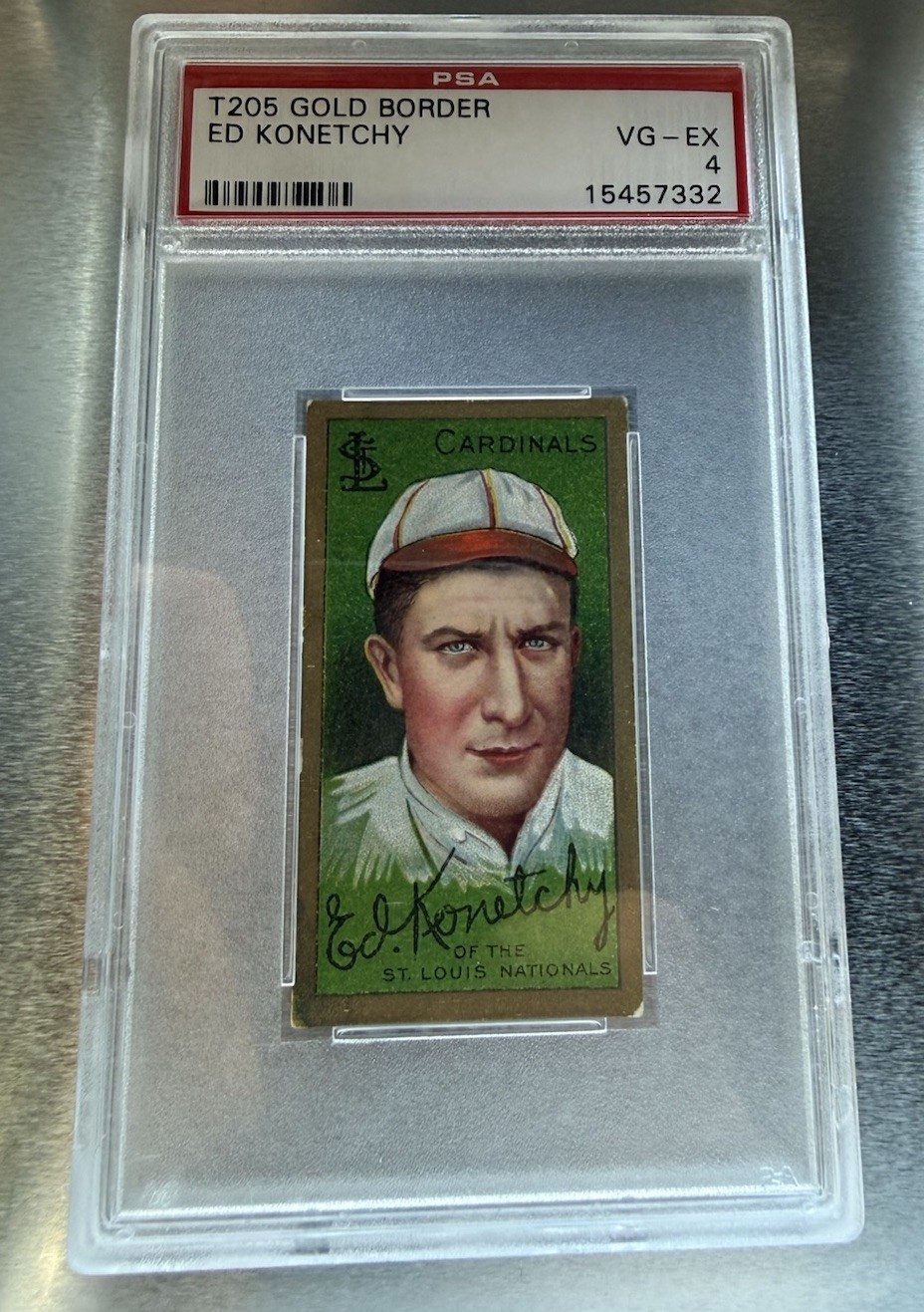 1911 T205 Gold Border Ed Konetchy PSA 4 VG-EX St. Louis Cardinals
