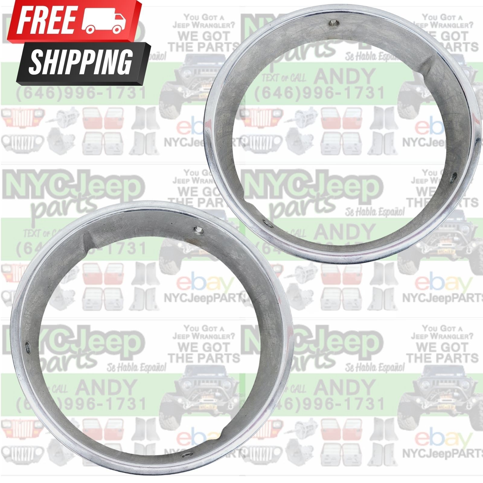OEM 97-06 Jeep TJ Wrangler Grille Head Light Trim Bezel Ring CHROME