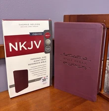NKJV Giant Print Reference Bible BRAND NEW Burgundy Leathersoft