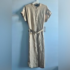 Tommy Hilfiger Women's Tan Band-Collar Split-Hem Shirtdress Size XS