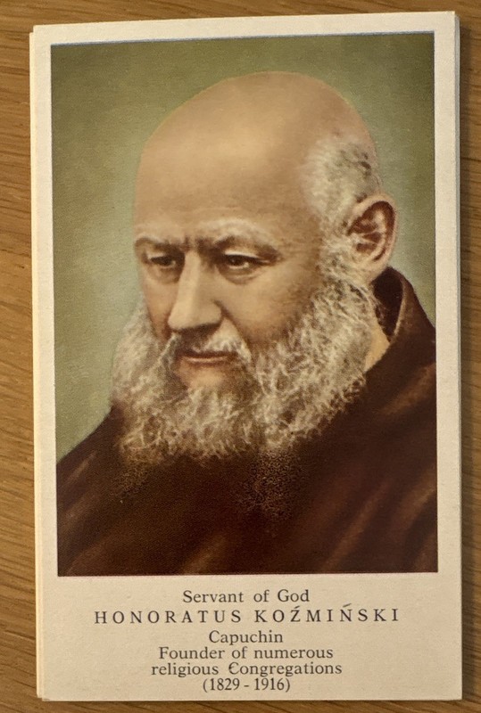 Servant of God Honoratus Kozmiński Capuchin Holy Prayer Card, Christianity