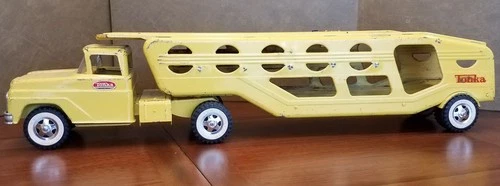 Vintage 1962 Tonka Motor Transport  Car Carrier Hauler Yellow