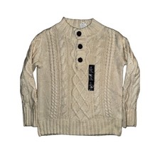 GapKids Boys Cream Cable Knit Henley Mock Neck Sweater XS 4-5 NEW
