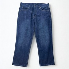 Old Navy Jeans Women's 12 High Rise Slouchy Straight Dark Wash Denim Buttonfly