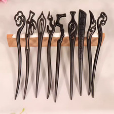 Handmade hairpins, made of wood/metal/jade, in a simple Chinese style