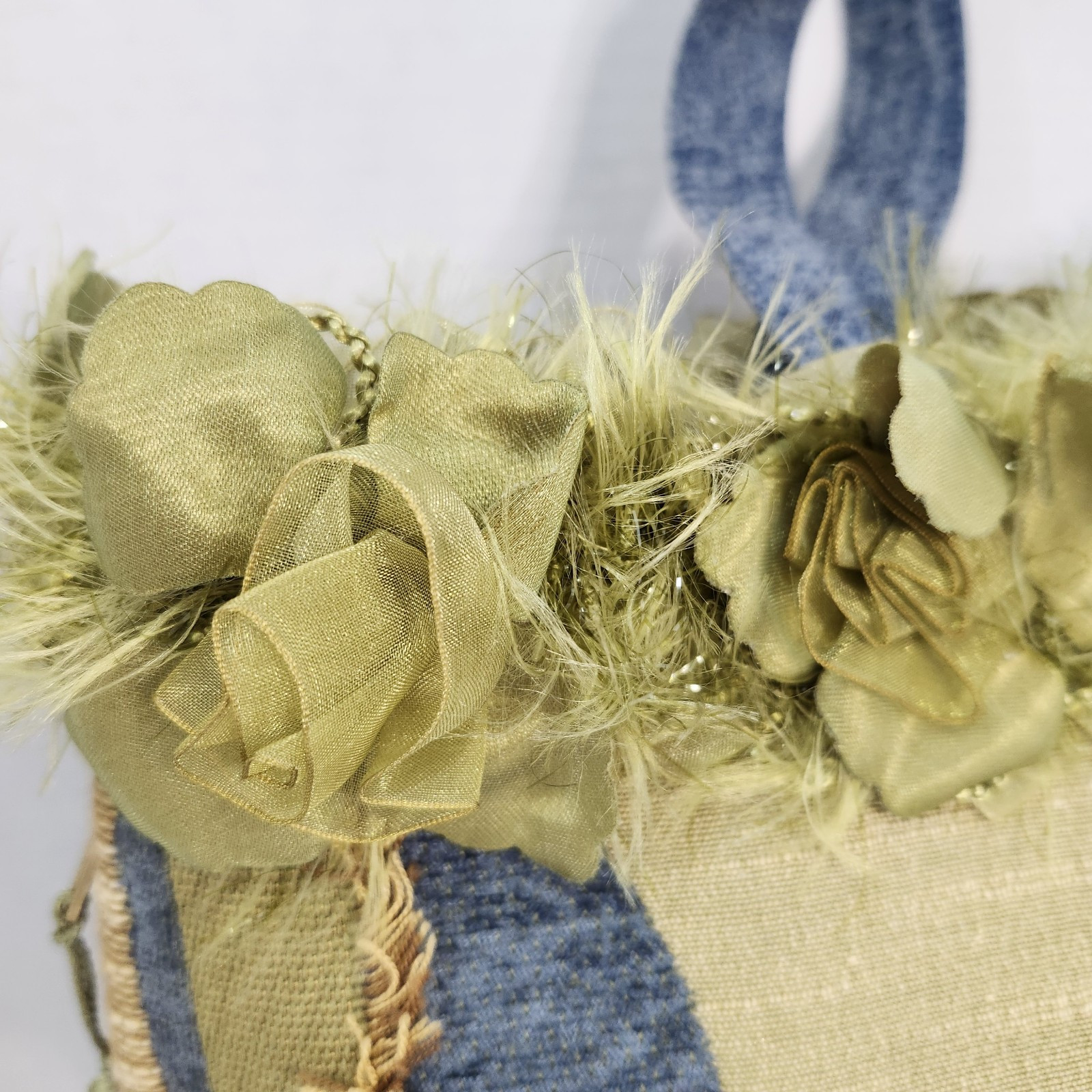 Handmade Patchwork Tapestry Bag - Beaded Flower T… - image 7