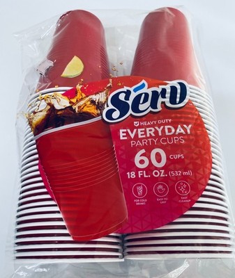 Serv Heavy Duty Everyday Party Cups, 60 Cups, 18fl oz (532ml), For all occasions