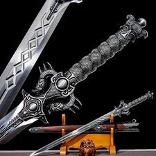 Chinese KUNGFU Sword Manganese Steel Sharp Doube Edge Jian Battle Ready Blade