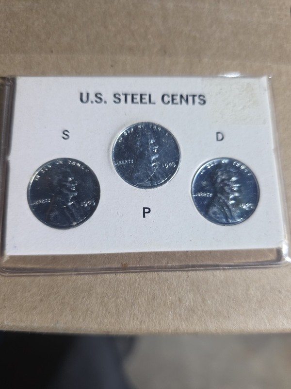1943 P.D.S. Steel Wheat Head Lincoln 3 Penny Coin Set Minted: Phil, SF, Denver