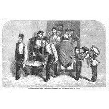 Soldiers Bringing their Christmas Dinner from the Cook House- Antique print 1858