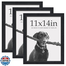 VCK 11x14 Black Oak Picture Frames 3 Pack, High-End Wood Wide Bor